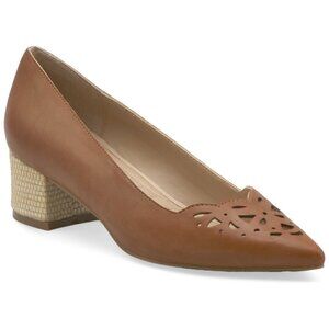 Adrienne Vittadini Tan and Brown Vegan Leather Pumps - Size 8.5